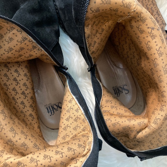 Sofft Suede Leather Knee High Heeled lace up Boot Wide Comfy Winter ❄️🖤 - Picture 12 of 14